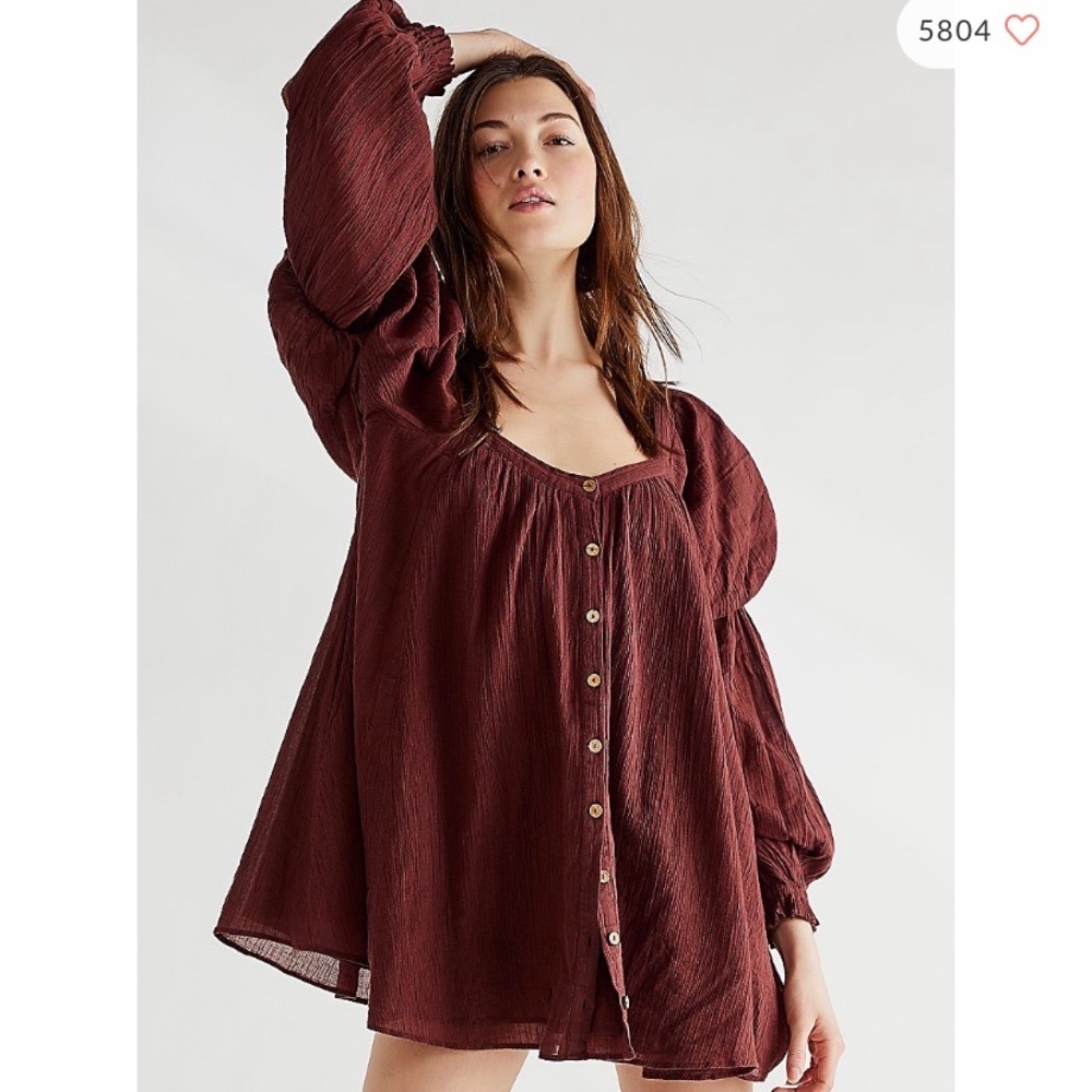 Free people dusty cocoa so fresh tunic blouse